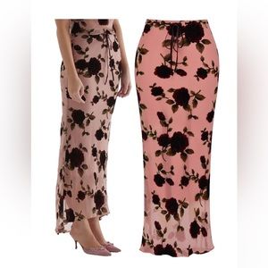 House of CB Imaan Dusty Pink floral Bias Skirt